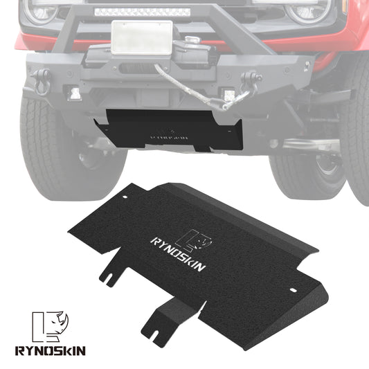 RYNOSKIN Front Skid Plate Compatible with 2021-2025 Ford Bronco Carbon Steel Lower Bumper Protector Cover Bash Plates Bronco Replacement Heavy Textured Black
