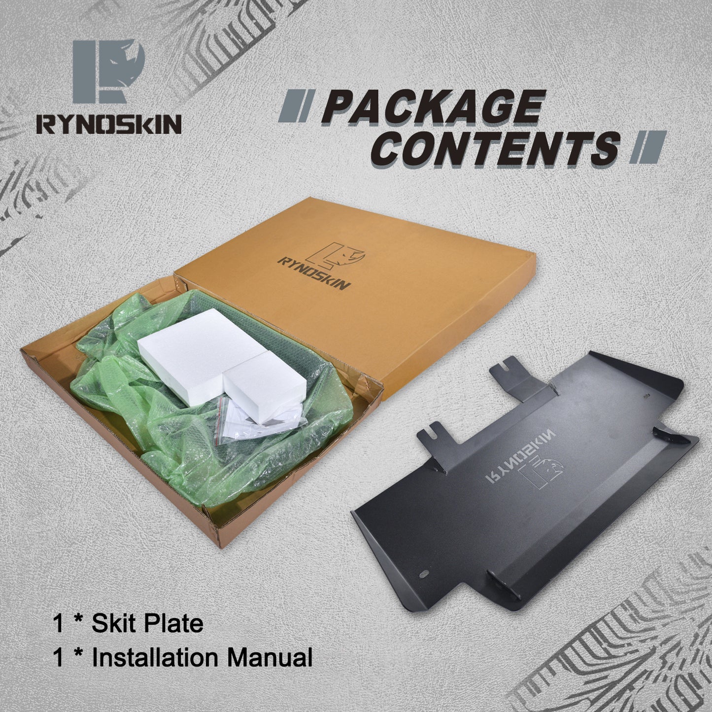 RYNOSKIN Front Skid Plate for 2021-2025 Ford Bronco, Carbon Steel Bronco Bumper Cover, Off-Road Lower Guard Plate (Not for Bronco Sport)