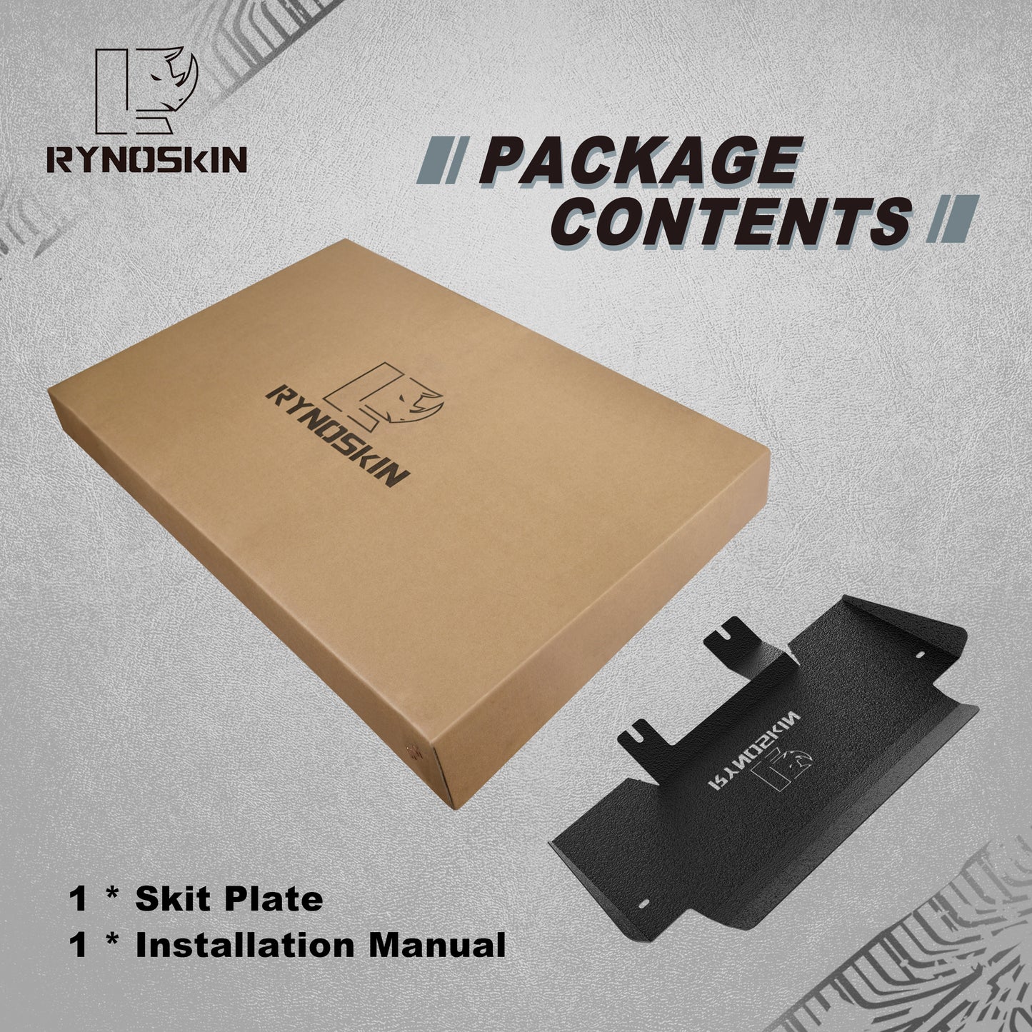RYNOSKIN Front Skid Plate Compatible with 2021-2025 Ford Bronco Carbon Steel Lower Bumper Protector Cover Bash Plates Bronco Replacement Heavy Textured Black