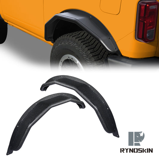 RYNOSKIN Rear Fender Flares Compatible with 2021-2025 Ford Bronco 2 Door Heavy Duty Off-Road Tubular Wheel Fenders Textured Black Side Protections (Only for Bronco 2 Door Rear Wheels 2PCS)