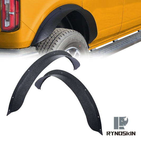 RYNOSKIN Rear Fender Flares Compatible with 2021-2025 Ford Bronco 4 Door Heavy Duty Carbon Steel Off-Road Wheel Fenders Fine Textured Black Side Protections (Only for Bronco 4 Door Rear Wheel 2PCS)
