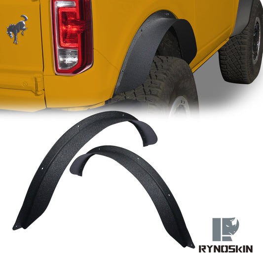 RYNOSKIN Rear Fender Flares Compatible with 2021-2025 Ford Bronco 2 Door Heavy Duty Carbon Steel Off-Road Rear Wheel Fenders Heavy Textured Black Side Protections (Only for Bronco 2 Door Rear Wheel 2PCS)