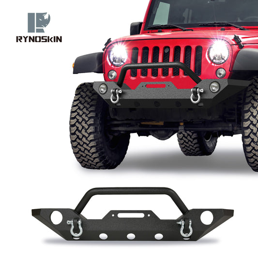 RYNOSKIN Standard Width Front Bumper fit for 2018-2025 Wrangler JL|2021-2022 Wrangler JL 4xe(Excl. Rubicon Model/plug-in hybrid models/2021-2024 V8 engine)|2007-2018 Wrangler JK|2020-2024 Gladiator(Excl. Rubicon Model/Mojave trim)