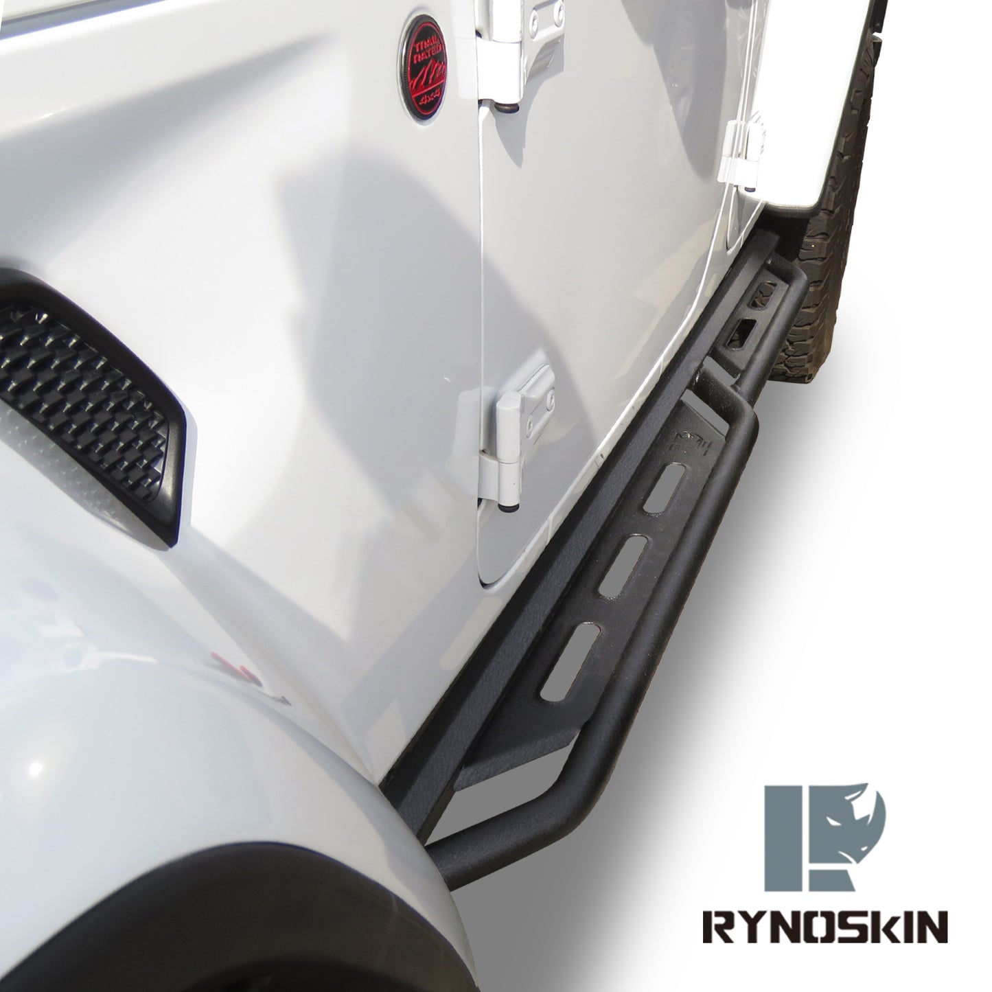 RYNOSKIN Running Boards Fit 2018-2025 Wrangler JL 4 Door | 2021-2025 Wrangler JL 4xe 4 Door Rocker Steps Heavy Duty Wrangler JL Side Steps SUV Steel Nerf Bars Step Rails Heavy Texture Black 2pcs