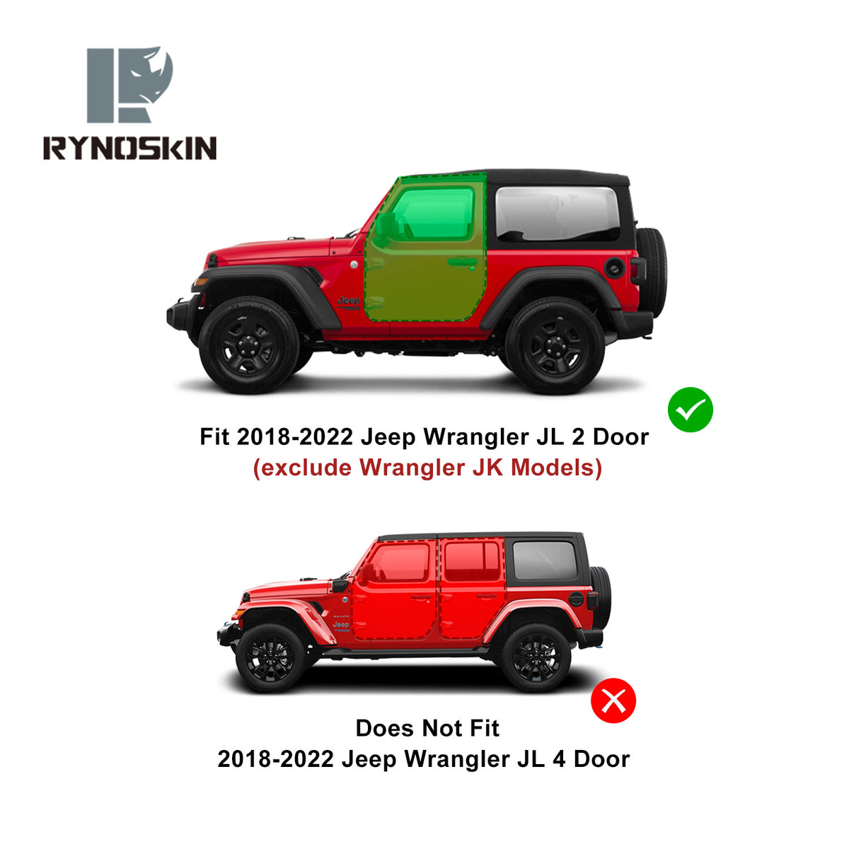 RYNOSKIN running boards Compatible with 2018-2024 Jeep Wrangler JL Ner