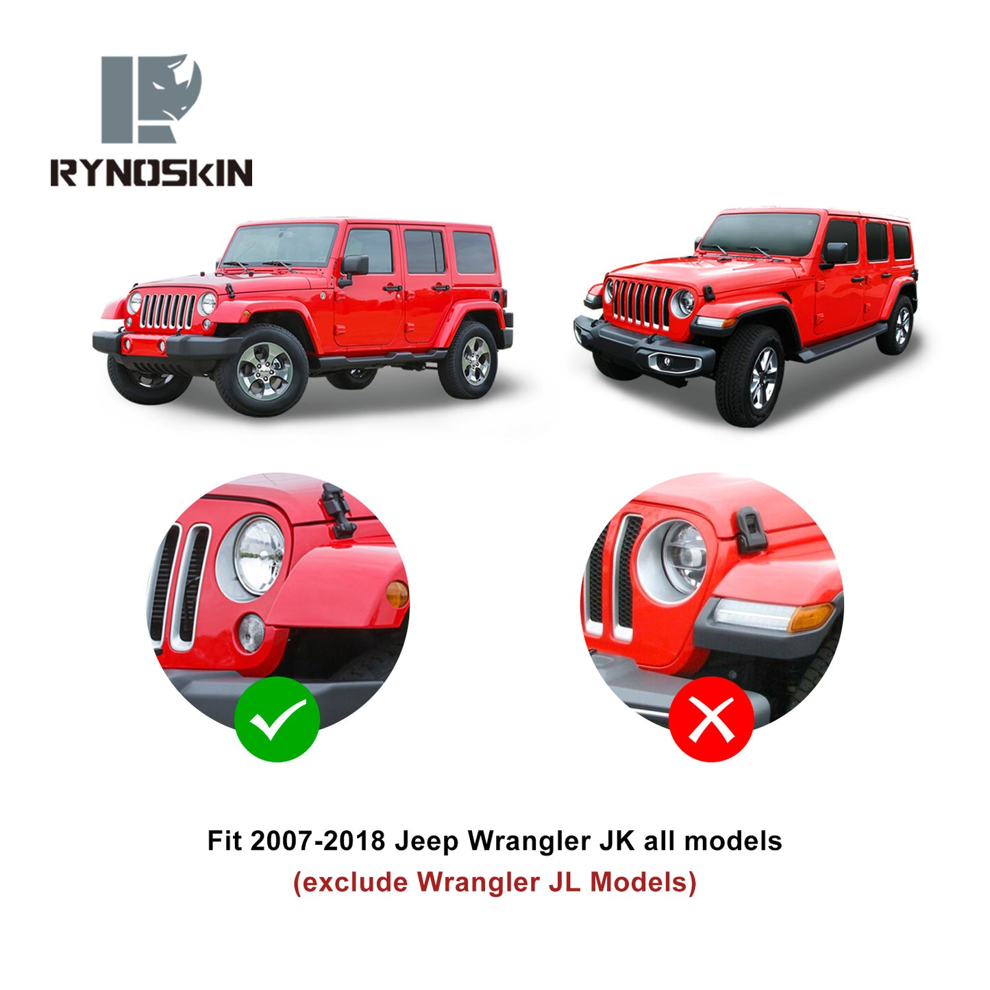 RYNOSKIN Tube Doors Compatible with 2007-2018 Jeep Wrangler JK 4 Door Only (exclude JL & JT Models) | Off Road jeep doors | Textured Black | with Mirror Mount | Front & Rear Doors 4 pcs Set