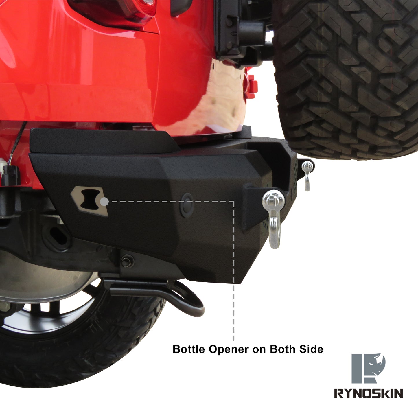 RYNOSKIN Rear Bumper Fit 2021-2025 Ford Bronco (Exclude Bronco Sport) Heavy Duty Off-Road Mid Width Back Bumper Guard Heavy Texture Black