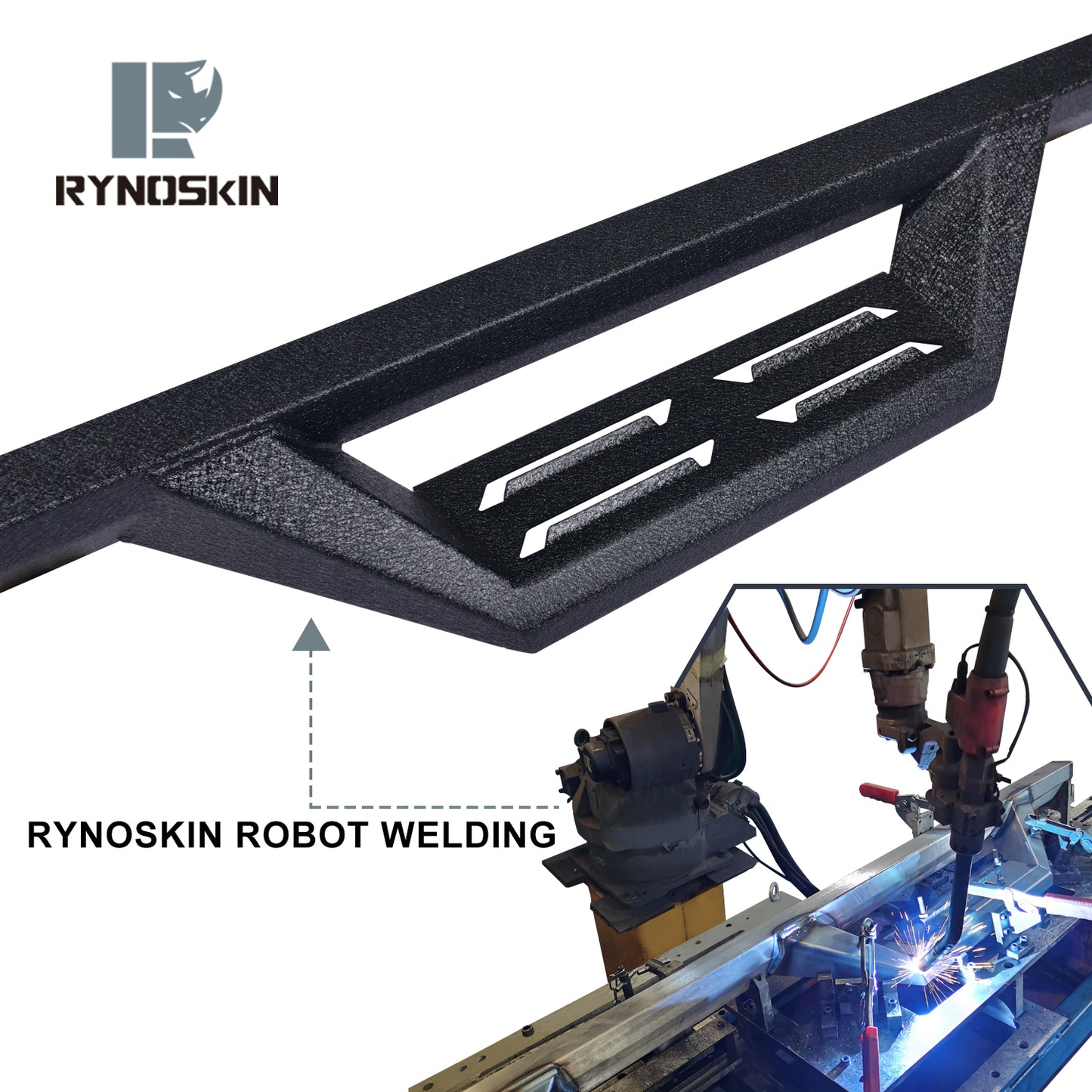 RYNOSKIN Running Boards Side Steps Fit for 2021-2025 Ford Bronco 2 Door Heavy Textured Black Heavy Duty SUV Nerf Bar Off-Road Rock Slider (2pcs)