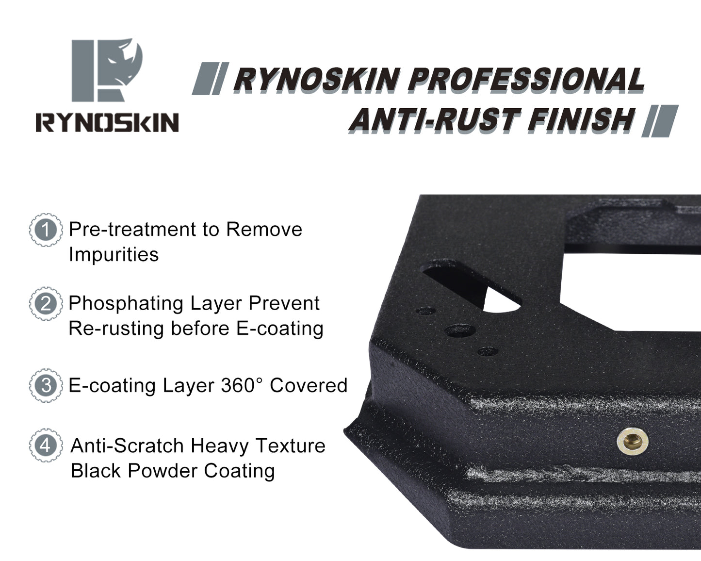 RYNOSKIN Spare Tire Carrier Compatible with Ford Bronco 2021-2025 Heavy Duty Tailgate Wheel Bracket Relocation Allows Use of 35 inch Spare Tire Heavy Textured Black