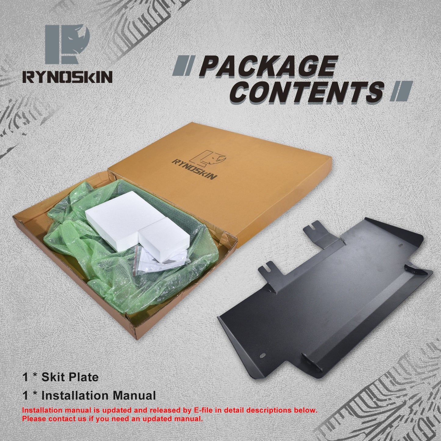 RYNOSKIN Front Bumper Skid Plate Compatible with 2021-2025 Ford Bronco Heavy Duty Carbon Steel Off-Road Bumper Lower Protector Cover Fine Textured Black Armor Accessories