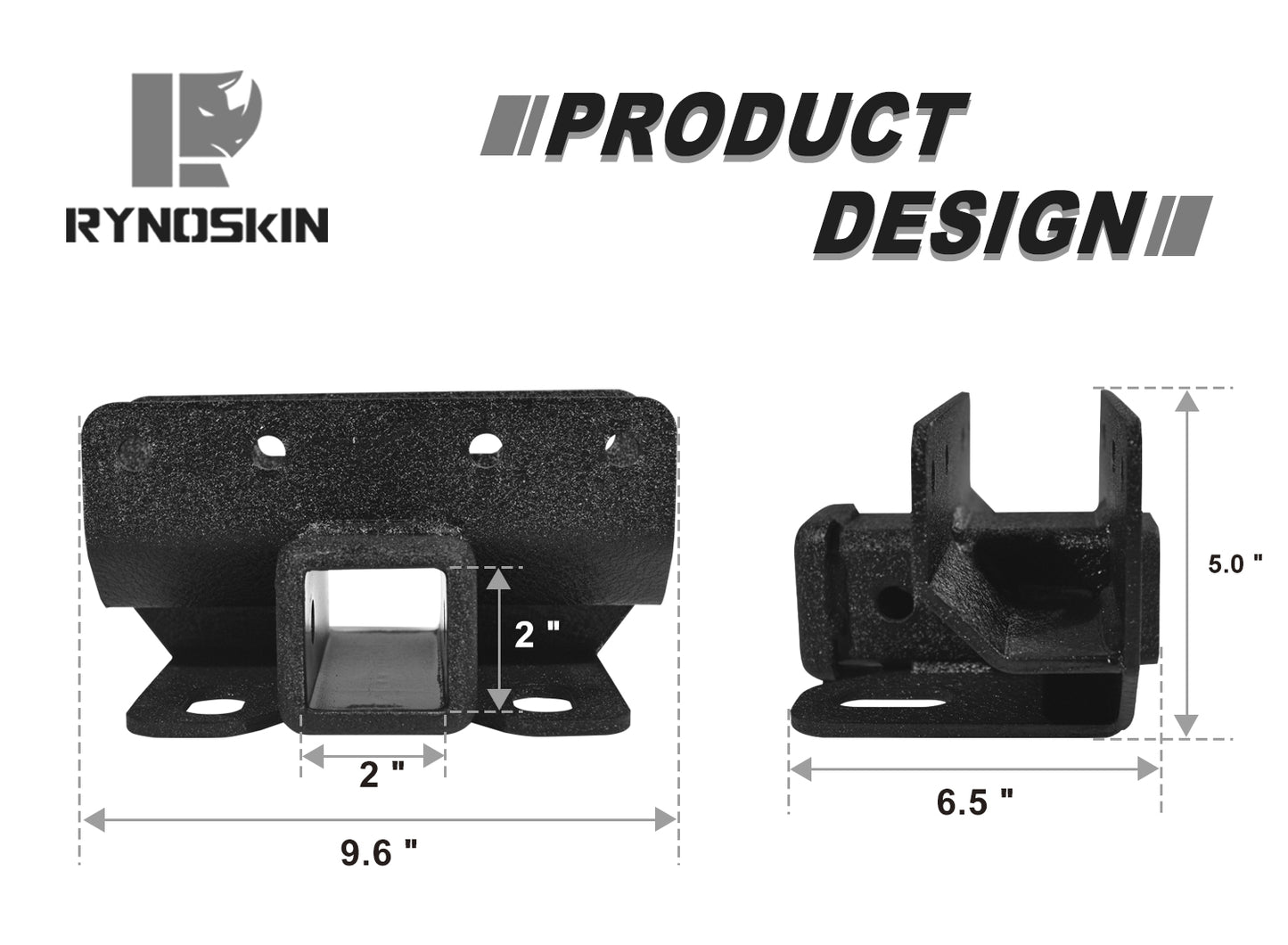 RYNOSKIN Towing Trailer Hitch Receiver Compatible with 2021-2025 Ford Bronco SUV 2 Door & 4 Door Class 3 Heavy Textured Black Rear Hitch with 2" Square Receiver