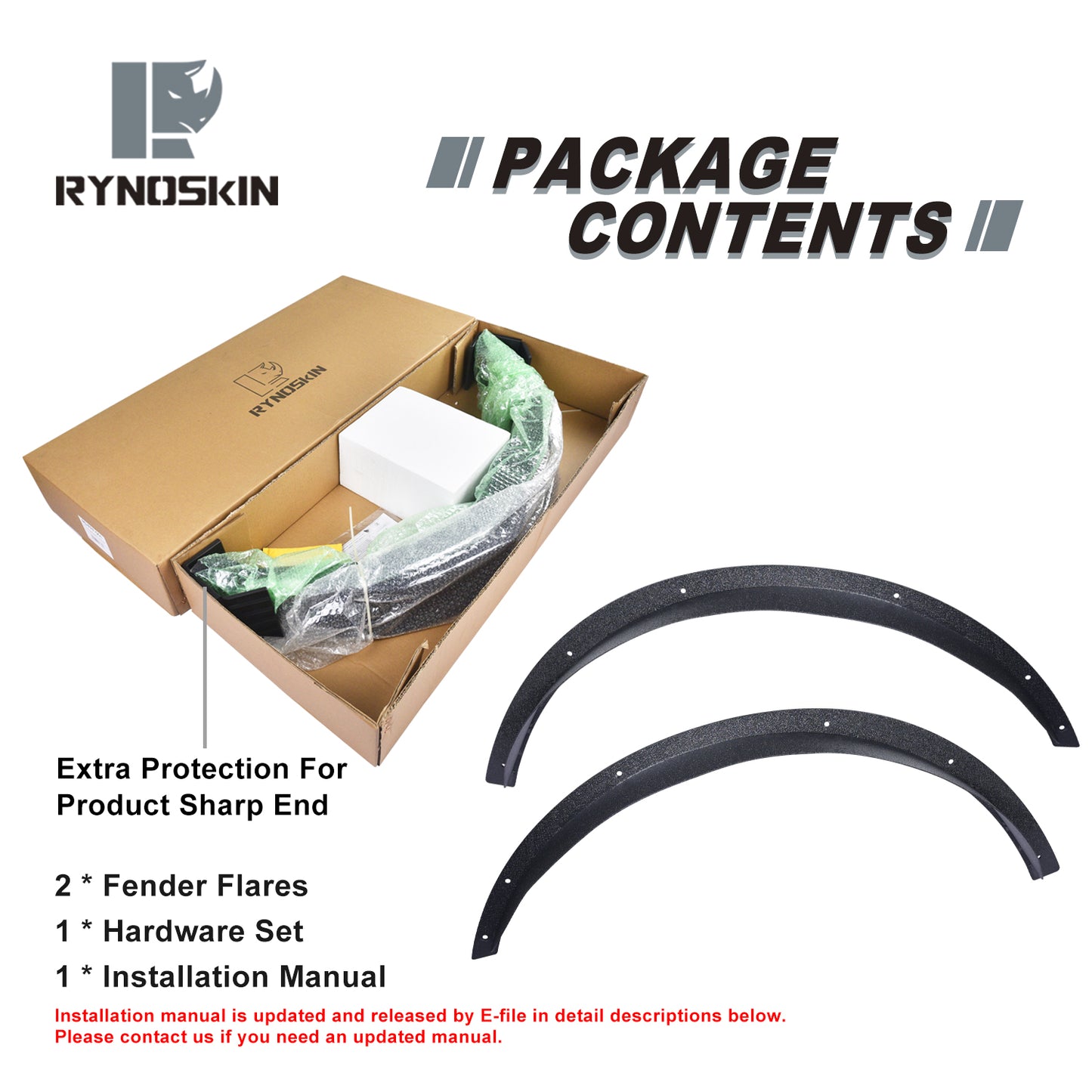 RYNOSKIN Rear Fender Flares Compatible with 2021-2025 Ford Bronco 4 Door Heavy Duty Carbon Steel Off-Road Wheel Fenders Fine Textured Black Side Protections (Only for Bronco 4 Door Rear Wheel 2PCS)