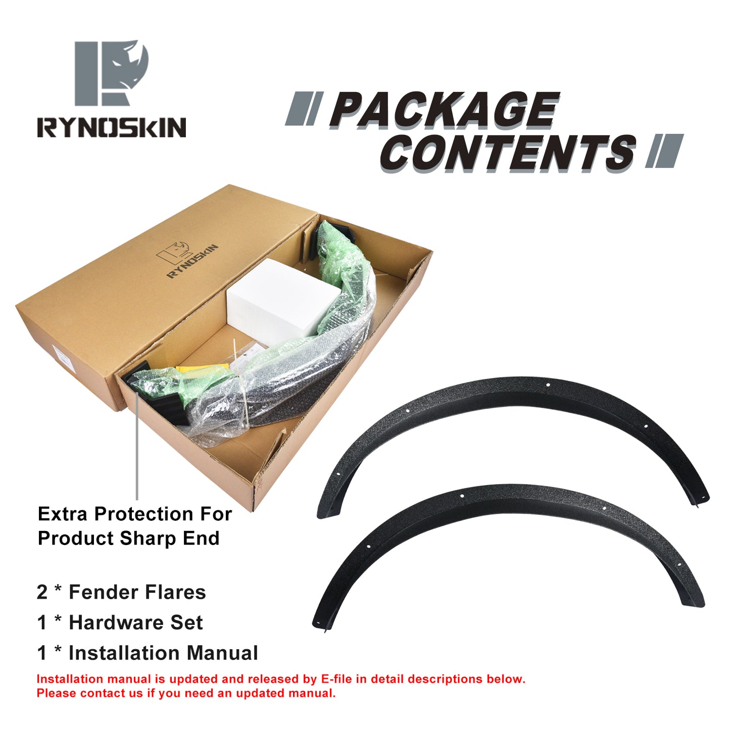 RYNOSKIN Rear Fender Flares Compatible with 2021-2025 Ford Bronco 2 Door Heavy Duty Carbon Steel Off-Road Rear Wheel Fenders Heavy Textured Black Side Protections (Only for Bronco 2 Door Rear Wheel 2PCS)