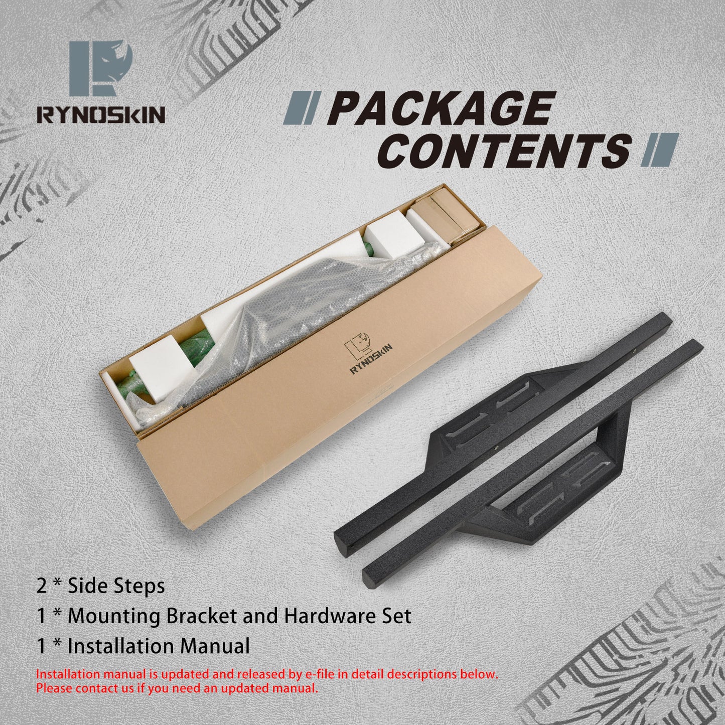 RYNOSKIN DS7 II Side Steps fit for 2007-2018 Jeep Wrangler JK 2 Door (exclude Wrangler JL Models)