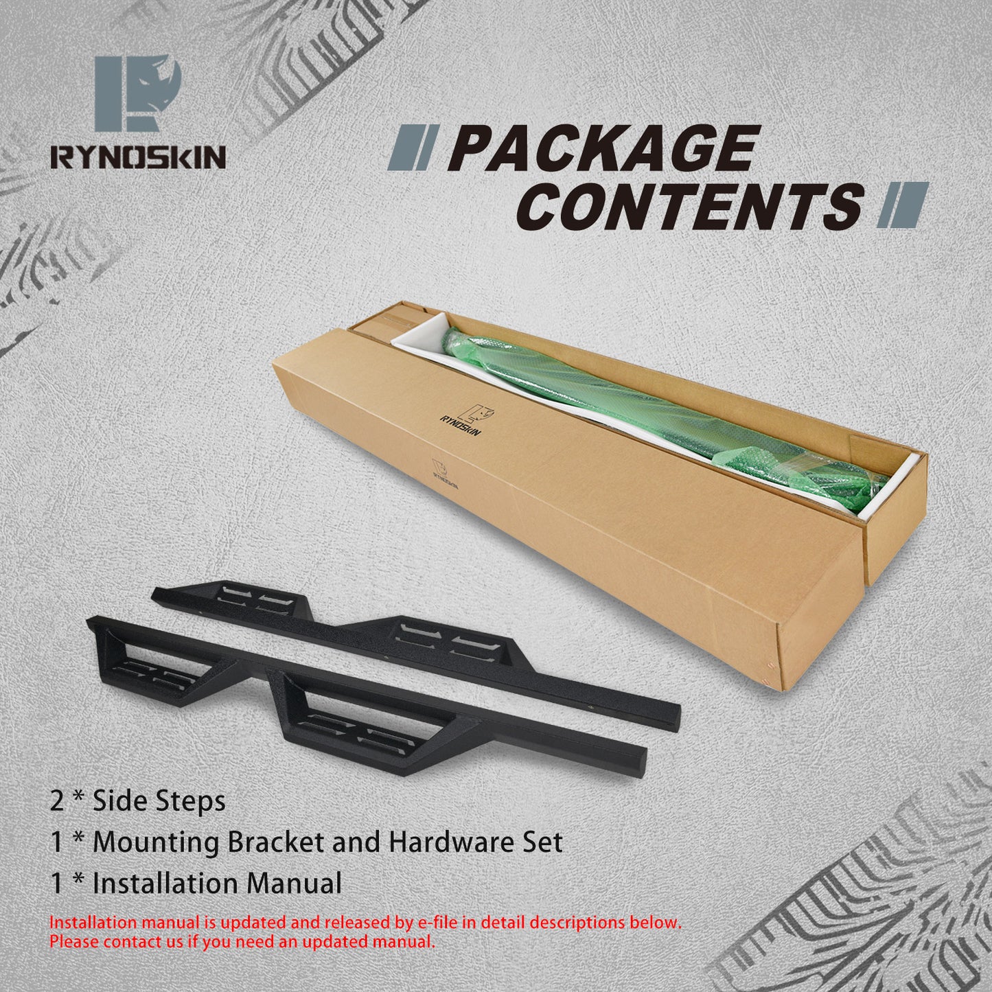 RYNOSKIN DS7 II Side Steps for 2007-2018 Jeep Wrangler JK 4 Door (exclude Wrangler JL Models)