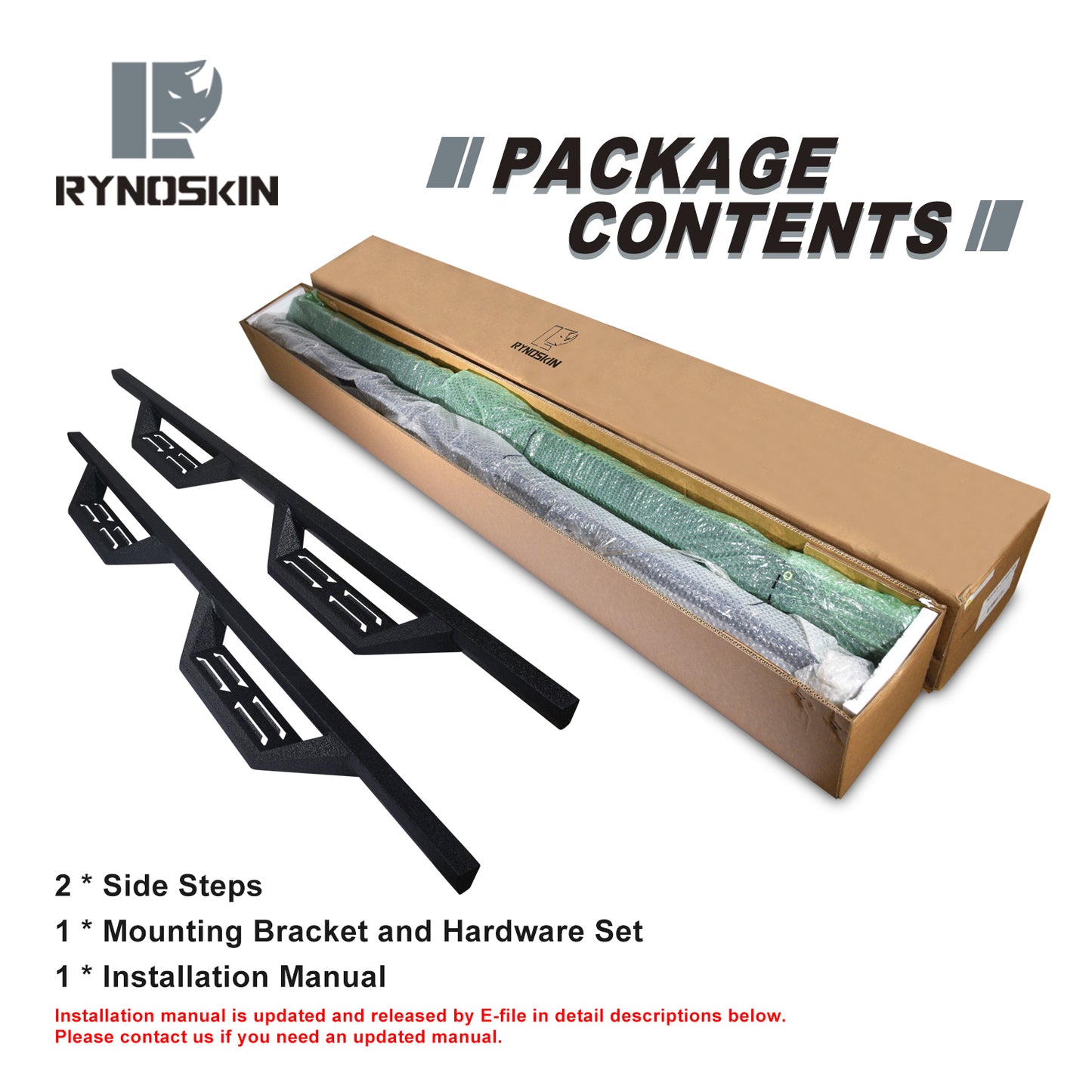 RYNOSKIN running boards Fit for 2020-2025 Jeep Gladiator JT 4 Doors Off Road side steps Texture Black Jeep gladiator accessories(2pcs)