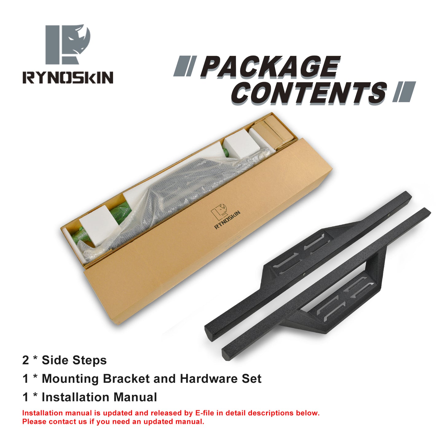 RYNOSKIN running boards Compatible with 2018-2025 Jeep Wrangler JL Nerf Bars Off Road Step Bars 2 Door jeep wrangler jl accessories running boards & steps (2pcs)