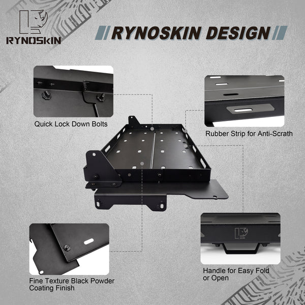 RYNOSKIN Interior Cargo Rack Compatible with 2011-2024 Ford Bronco 4 Door Foldable Rear Cargo Basket Bronco Luggage Storage Carrier Tray Fit Hard Top & Soft Top