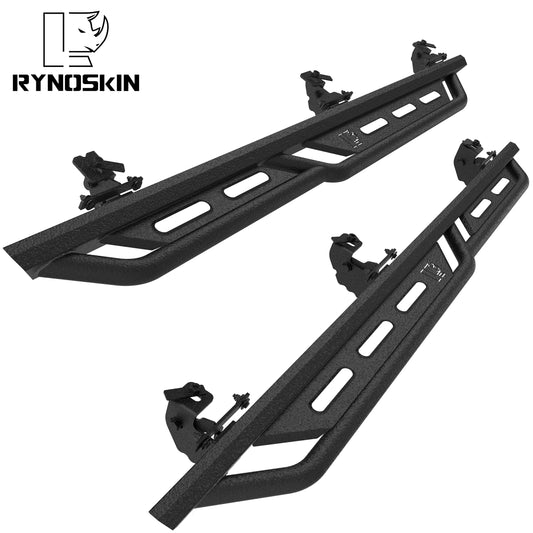 RYNOSKIN Running Boards Fits 2007-2018 Jeep Wrangler JK 4 Door Heavy Duty Off Road Side Steps Steel Nerf Bars Step Rails Fine Texture Black