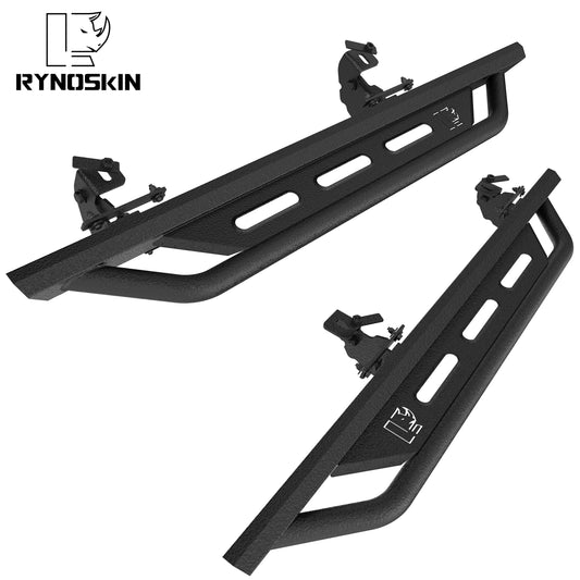 RYNOSKIN Running Boards Fits 2007-2018 Jeep Wrangler JK 2 Door Heavy Duty Off Road Side Steps Steel Nerf Bars Step Rails Fine Texture Black