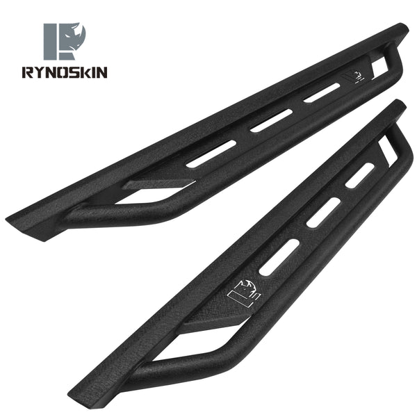 RYNOSKIN Running Boards Fits 2007-2018 Jeep Wrangler JK 2 Door Heavy Duty Off Road Side Steps Steel Nerf Bars Step Rails Fine Texture Black