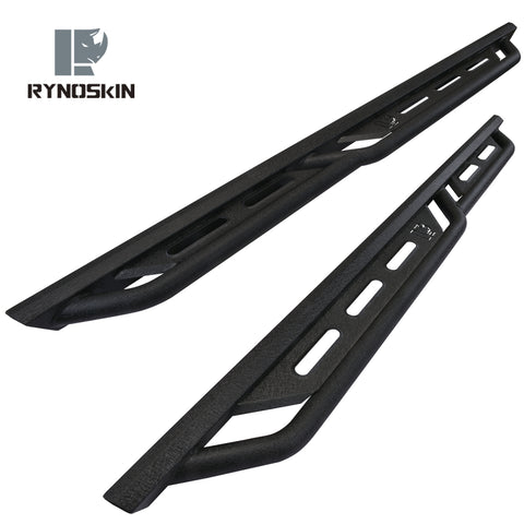 RYNOSKIN Running Boards Fits 2007-2018 Jeep Wrangler JK 4 Door Heavy Duty Off Road Side Steps Steel Nerf Bars Step Rails Fine Texture Black