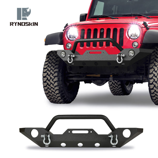 RYNOSKIN Standard Width Front Bumper fit for 2007-2018 Jeep Wrangler JK | 2018-2024 Jeep Wrangler JL (Excl. Rubicon/plug-in hybrid models/2021-2024 V8 engine)|2020-2024 Jeep Gladiator(Excl. Mojave trim)