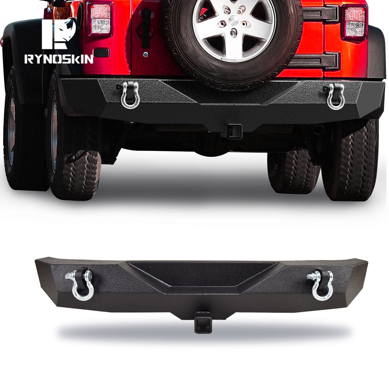 RYNOSKIN  Rear Bumper fit for 2007-2018 Jeep Wrangler JK (Excluding 2018-2022 Wrangler JL Models)