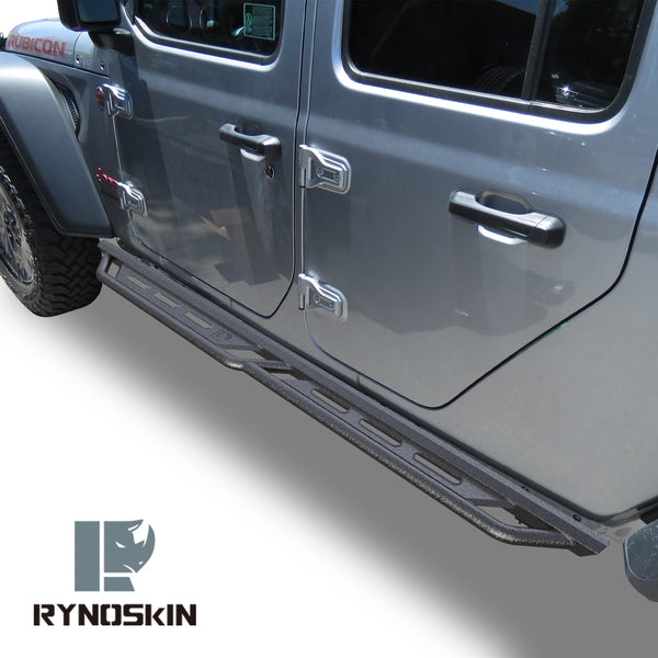 RYNOSKIN Running Boards Fit 2020-2024 Jeep Gladiator JT Rocker Steps Heavy Duty Gladiator JT Side Steps Pickup Truck Steel Nerf Bars Step Rails Heavy Texture Black 2pcs