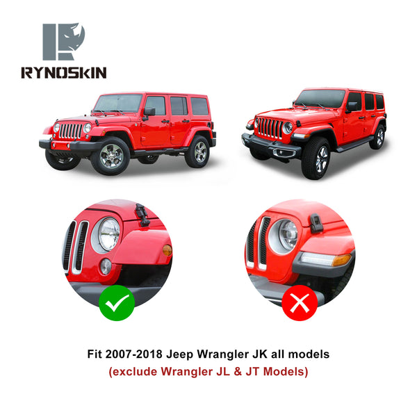 RYNOSKIN Front Tube Doors Compatible with 2007-2018 Jeep Wrangler JK 2 Door Only (exclude Wrangler JL & JT Models) Off Road jeep doors | Textured Black | with Mirror Mount | Front Doors 2 pcs Set