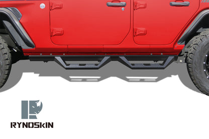 RYNOSKIN Running Boards For Jeep Wrangler JK 2-Door (2007-2018) - Drop Side Steps, Textured Black Steel