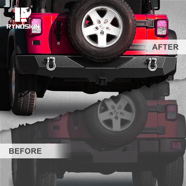 RYNOSKIN  Rear Bumper fit for 2007-2018 Jeep Wrangler JK (Excluding 2018-2022 Wrangler JL Models)