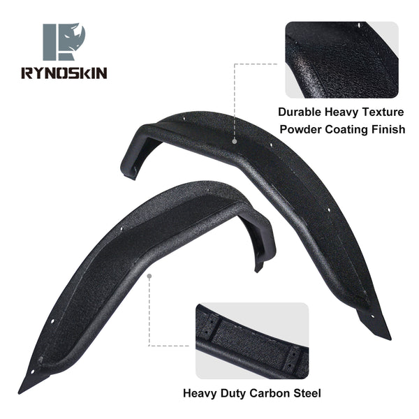 RYNOSKIN Rear Fender Flares Compatible with 2021-2024 Ford Bronco 4 Door Heavy Duty Off-Road Tubular Wheel Fenders Fine Textured Black Side Protections (Only for Bronco 4 Door Rear Wheels 2PCS)