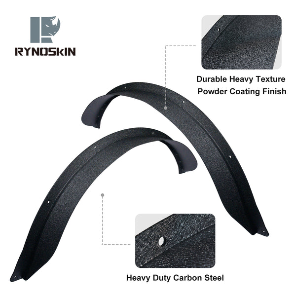 RYNOSKIN Rear Fender Flares Compatible with 2021-2024 Ford Bronco 2 Door Heavy Duty Carbon Steel Off-Road Rear Wheel Fenders Heavy Textured Black Side Protections (Only for Bronco 2 Door Rear Wheel 2PCS)