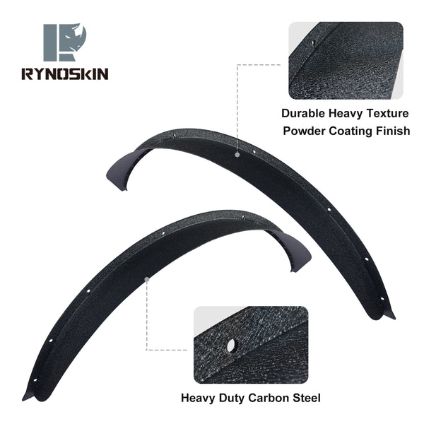 RYNOSKIN Front Fender Flares Compatible with 2021-2024 Ford Bronco 2 Door & 4 Door Heavy Duty Carbon Steel Off-Road Wheel Fenders Heavy Textured Black Side Protections (Only for Front Wheel 2PCS)