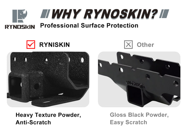 RYNOSKIN Towing Trailer Hitch Receiver Compatible with 2021-2024 Ford Bronco SUV 2 Door & 4 Door Class 3 Heavy Textured Black Rear Hitch with 2" Square Receiver