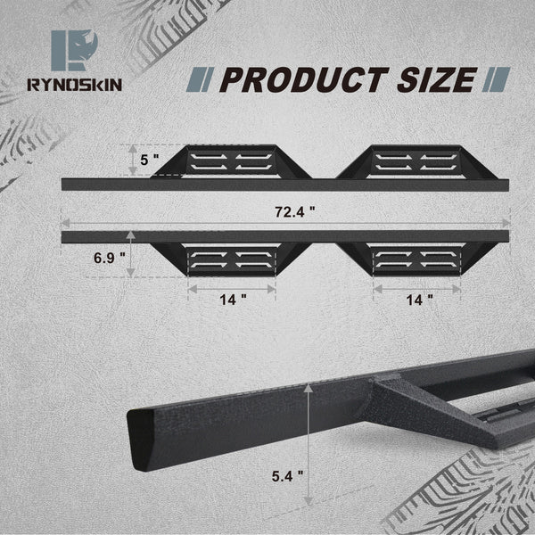 RYNOSKIN DS7 II Side Steps for 2007-2018 Jeep Wrangler JK 4 Door  (exclude Wrangler JL Models)