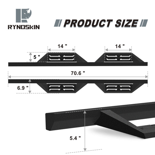 RYNOSKIN running boards Compatible with 2018-2024 Jeep Wrangler JL 4 Door Side Steps Off Road Step Bars Jeep wrangler accessories(2pcs)